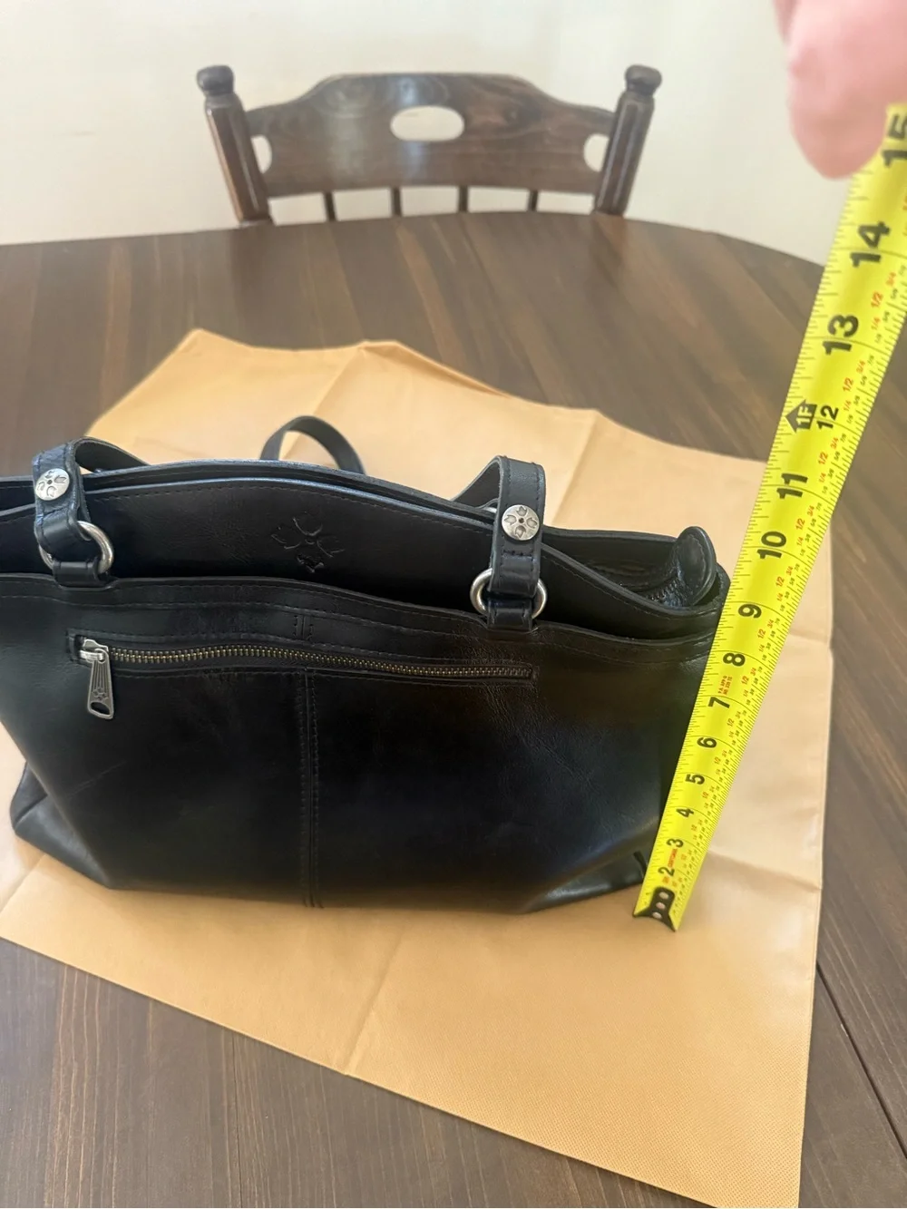 Patricia Nash Black Leather Shoulder Tote
